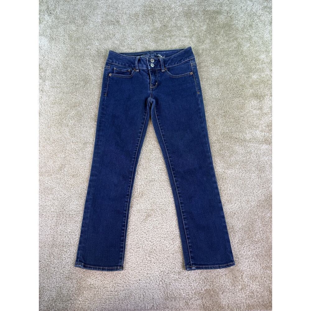 American Eagle Artist Crop Womens Jeans 2 Blue Stretch Dark Wash C928